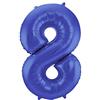 Folat 65928 Palloncino di Alluminio Numero Figura 8 Blu Metallizzato Opaco 86 cm - Decorazione Palloncino di Elio per Compleanno, Anniversario