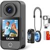 SJCAM C400 128GB Vlogging Pocket Camera, 4K Body Cam, 7H di potenza, 6-Axis Stabilizer Action Camera, 2.29'' Touch Screen, 30M Impermeabile, per YouTube Live Streaming, Nero