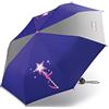 Scout Ombrello tascabile per bambini, con grandi superfici riflettenti, extra leggero, Magic Wand, Blu, s, giocoso