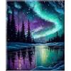KiKiHong Set per Pittura con Diamanti 5D, Set per Pittura con Diamanti Aurora-Vista Notturna per Dipinti con Diamanti per Decorazione da Parete del Soggiorno (30x40cm)