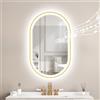 STARLEAD Oro Specchio-Ovale-Bagno-LED-con-Luce 80x50cm, Bluetooth, Antifog, Dimmerabile, 3 Colori Luce, Memoria, Vetro Temperato, IP44, Orizzontale/Verticale, Cornice non Metallica
