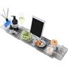 Koelaa Vassoio Organizer per Vasca da Bagno, Portaoggetti Multifunzione per Vassoio, Vassoio per Vasca da Bagno Estensibile Caddy Per Asciugamani, Candele, Bicchiere Vino-Grigio