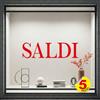 Gigio Store Kit 5 Adesivi SALDI per Vetrine Negozi - Scritte Prespaziate Senza Sfondo in Vinile Rimovibile - Vetrofanie Saldi Estivi/Invernali, Allestimento Vetrine (60x15 cm - Rosso)
