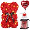 Touloube Orsetto Rosa Fiore Regalo Donna, Regali Festa Della Mamma, Orso Rosa Regali per Lei, Rose Teddy Bear con luci, Regali di compleanno per Ragazza con Confezione Regalo Trasparente e Biglietto d'amore