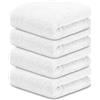 DECASATEXTIL Set 4 Asciugamani Bagno Viso 50x100 cm - 100% Cotone 450 GSM - Morbidi e Assorbenti - Ideali per Bagno, Palestra, Ospiti, Viaggio - Colore Bianco