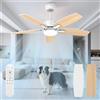 Mefine Ventilatore da Soffitto con Luce e Telecomando Silenzioso, 106cm Dimmerabile Lampada Ventilatore da Soffitto con 5 Pale Doppie, Legno Chiaro/Bianco per Camera da Letto, Soggiorno