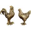PIGPIGFLY Set Gallo e Gallina Miniature in Ottone Massiccio, Figurine Fatte a Mano, Portafortuna per Tavolo e Soggiorno