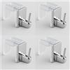 Byour3 - Set 4 pz Supporti per Tende Senza Forare - Gancetti Trasparenti regolabili per Bastoni a pressione Vetro Gancio x tende SENZA Bucare infisso - Gancini tende NO FORO (Cromo, da 15 a 26mm)