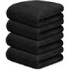 DECASATEXTIL Set 4 Asciugamani Bagno Viso 50x100 cm - 100% Cotone 450 GSM - Morbidi e Assorbenti - Ideali per Bagno, Palestra, Ospiti, Viaggio - Colore Nero