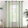 EMEMA Tende a righe trasparenti con occhielli Tende in voile Soggiorno moderno Set di 2 tende Camera da letto Trasparente con motivo Tenda a righe semitrasparente 140 x 225cm Bianche e Verde Chiaro