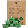 Danilovo Candele Decorative in Cera d'Api - Candele Naturali, Piccole Rotonde con Stoppini in Cotone - Durata: 4 Ore - Set di 12 Pezzi Cera D'api Naturale - Porta Candela in Plastica Riciclata - Danilovo