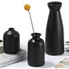 Zaxiva Set di 3 Vaso in Ceramica Nero, Soprammobili Moderni Nordico Moderno e Minimalista per l'arredamento Della Casa, Fiori Secchi Decorativi per Vaso Design Casa, Centrotavola Decorativo da Tavol