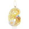 mciskin Candele di compleanno a fiore, numero 6 candele con ape per torta, decorazioni per il 6° compleanno per ragazze, candele di compleanno glitterate gialle, candele per torta di miele per ragazze
