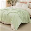EMME - Coperta in cotone formato queen size, morbida, grande, 6 strati, in mussola, leggera, traspirante, per tutto l'anno, garza, verde menta, 203,2 x 228,6 cm