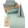 100%Mosel Set Decorazione Tavola - Verde Eucalipto (25-50 ospiti) Runner in TNT e Tovaglioli di Carta per Matrimonio, Battesimo, Comunione & Compleanno