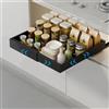 JOUING Cassetto Telescopico Estensibile Organizzatore Estraibile per Armadietti Acciaio al Carbonio Organizzatori Sotto il Lavello con Pellicola Adesiva da Cucina, Dispensa, Bagno (Nero, 1pezzo)