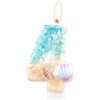 mciskin Sirena Candele Compleanno con Paillettes per Torte, Decorazioni per il 4° Compleanno Ragazze, Candele Blu Oceano con Conchiglie