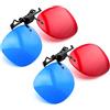 PRECORN Set di 2 occhiali 3D Clip-On 3D in rosso/blu, occhiali anaglifici 3D per portatori di occhiali, perfetti per film 3D, giochi per PC 3D, immagini 3D, video 3D (YouTube), proiezioni 3D e molto