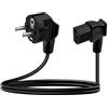 YINGAYOU Cavo Alimentazione Schuko IEC C13 10A 250V Cavo Alimentazione PC Corto Spina Schuko CEE 7/4 a Presa C13 per PC, Computer, Monito (Nero, 1.5 m)