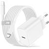Poutek Caricatore per iPhone 14/14 Pro/14 Pro Max/14 Plus/13/12/11/XS/XR/X/SE/8, 25W Caricabatterie iPhone Caricatore USB C Ricarica Rapida Alimentatore iPhone Presa USB C Spina Rapido con 3M Cavo Lightning