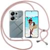 ISOI Cover con Cordino per Xiaomi Redmi Note 13 Pro 4G, Custodia Trasparente con Collana Tracolla Laccio Collo Ultra Sottile Morbido TPU Silicone Antiurto AntiGraffio Antiscivolo Case, Rosa