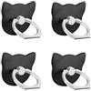 Msagkah 4 supporti ad anello per telefono a forma di gatto, 4 supporti ad anello altamente aderenti e antiscivolo, girevole a 360° per telefoni e tablet (nero)