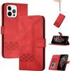 Genlision Flip Custodia in Pelle PU Premium per iphone 13 Pro(6.1),Custodia Sottile in Pelle per Telefono,con Supporto Stand,Slot per Schede e Chiusura Magnetica-Rosso
