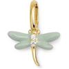 SINGULARU - Charm Libellula. Argento Sterling 925 con Finitura Placcata Oro 18 Kt. Pendente con Motivo Libellula e Dettagli in Zirconi e Smalto. Chiusura con Gancio. Gioielli da Donna
