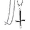 Bandmax Collana da uomo con croce di San Pietro in acciaio inossidabile/nero, ciondolo a croce invertita con catena Spiga regolabile da 3 mm/55 + 5 cm, Metallo, Nessuna pietra preziosa