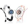 TOTWOO Bracciali per Coppie con Perle - Vibrazione, Illuminazione e Touch a Distanza - Il Regalo Romantico per San Valentino, in Acciaio Inossidabile 316L (Lui & Lei)