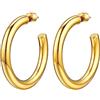 PROSTEEL 40MM Orecchini Oro a Cerchio Colonna Circolare Vuoto Orecchini Riduzione del Peso del 50% Orecchini Donna Rétro Affascinante Combinazioni di Impilamento