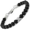 10:10 Bracciale Uomo Pietre Naturali Lava 8 MM, Colore Nero - Bracciali In Pietra - Regolabile, Resistente e Comodo - Made In Italy (Lava)