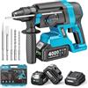SEESII 2.8J Martello Perforatore a Batteria, 4-In-1 Trapano Tassellatore con 2 Batterie 4.0Ah (Compatibile con le batterie Makita da 18 V), per Cemento e Ristrutturazione, con Punte, Scalpelli