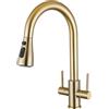 Eovem Rubinetto da cucina in oro spazzolato, Eovem in acciaio inox a doppia leva, rubinetto spruzzatore estraibile, rubinetto moderno per lavello da cucina