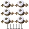 POFET, 6 pomelli a forma di stella marina per cassetti e armadietti, maniglie per porte in ceramica, per mobili da cucina, armadio, camera dei bambini, bianco