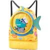 KASESSS Coccodrillo dei Cartoni Animati Borsa Piscina, Borsone Piscina, Zaino Piscinas Bambino, Borsa da Nuoto Asciutta e Bagnata, Grande Capacità con Scarpiera per Sport Viaggi Scuola Nuoto, Giallo