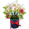 REMOtech Biglietto pop-up 3D extra-large di biglietti di auguri 27 x 25 cm, blu navy con fiocco rosso, rose multicolori