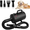 VexNook Asciugacapelli per cani, 3200 W, molto silenzioso, 3200 W, asciugacapelli per cani con velocità e temperature regolabili, 4 diversi ugelli, tubo elastico e spazzola per la cura