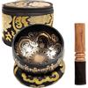 Himalayan Bazaar - Set con campana tibetana, facile da suonare, realizzato a mano, per meditazione tramite il suono, 10 cm, per la guarigione dei 7 chakra