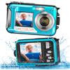 Reomdara Fotocamera Digitale Impermeabile, Action Camera Subacquea HD 2.7K 48MP con Doppio Schermo per Snorkeling 3M per Nuotare, Zoom Digitale 16X Anti-Shake, Blu