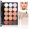 WishesMar Palette Correttori 15 Colori Concealer Crema Camouflage Make Up Palette con 8 Pezzi Pennello da Trucco Adatto per Uso Professionale e Quotidiano #A