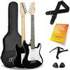 3rd Avenue XF 3/4 Size Kids Junior Chitarra Elettrica Starter Pack Per Principianti Con Borsa, Tracolla, Plettri E Capotasto - Nero