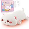 Auspicious beginning Cuscino riscaldante elettrico per alleviare il dolore, collo, spalle, schiena, unisex, alimentato tramite USB, coperta in peluche a forma di gatto (bianco)