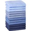 HOULIFE Fazzoletti classici da uomo - Set tascabile in morbido cotone con righe - regalo per la festa, blu-12pezzi, M
