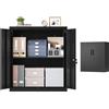 SONGMICS Armadio Portadocumenti, Armadietto in Metallo, Mobile da Ufficio con Chiusura, 2 Ante, Acciaio, 80 x 40 x 90 cm, Ripiano Regolabile, Nero Opaco OMC019BD01