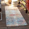 Livabliss Mijek Tappeto da Esterno ed Interni Tappeto Esterno Terrazzo Moderne, per Giardino, Balcone, Stile Boho Tappeti Ampi Dimensioni, 80x220 cm Ruggine e Blu