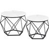 VASAGLE Tavolino da CaffÈ Rotondo, Set di 2 Tavolini ad Incastro, Stile Moderno, Piano Rimovibile, Struttura in Acciaio, Adatto per Soggiorno, Bianco e Nero LCT041W59