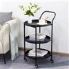 TRIROCKS Elegante Carrello da Bar 78 cm Alto, 3 Piani in Oro con Ruote, Trolley Servizio con Cassetti, Per Cucina e Sala da Pranzo (Nero)