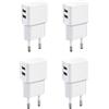 Wicked Chili 4x Caricabatterie doppio USB, alimentatore universale 90° per cellulari, orologi, powerbank, altoparlanti Bluetooth, doppio caricabatterie con adattatore di rete (2,4A, bianco)