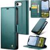 Idhiem Flip Libro Wallet Cover per iPhone 16e, Verde | Pelle PU Premium, Custodia Portafoglio Flip Libro, Blocco RFID, Slot per Carte, Antiurto Wallet Cover, Funzione Supporto